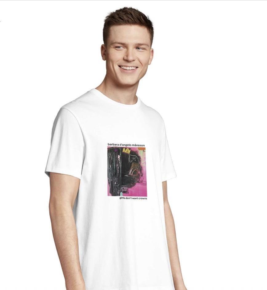 Organic Cotton Signature T-Shirt: "Girls Don't Want Crown" Size L - Barbara D'Angelo Månsson