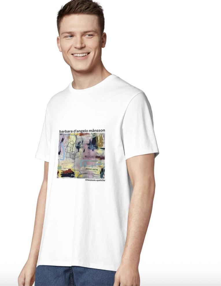 Organic Cotton Signature T-Shirt: "Sinestesie Apatiche" Size L - Barbara D'Angelo Månsson